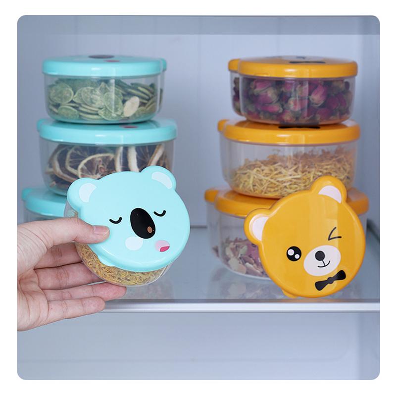 4pcs Children Cartoon Bento Box Cute Bear Lunch Box Outdoor Food Storage Box Kitchen Container Kids Student Microwave Lunch Box