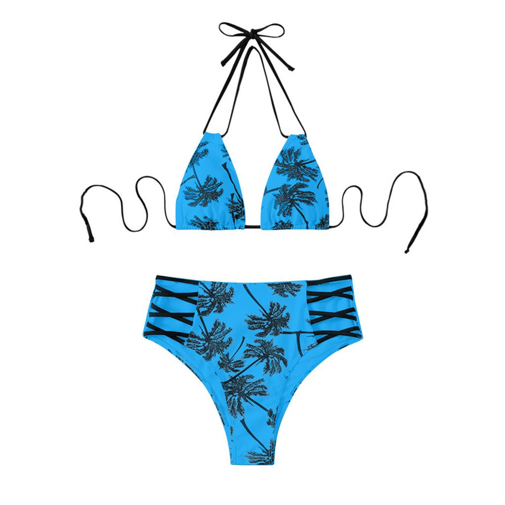 Women's Swimwear With Chest Pad Push-up Two-Piece Swimsuit Tank Top With Panties Slim Fit Printed Swimwear