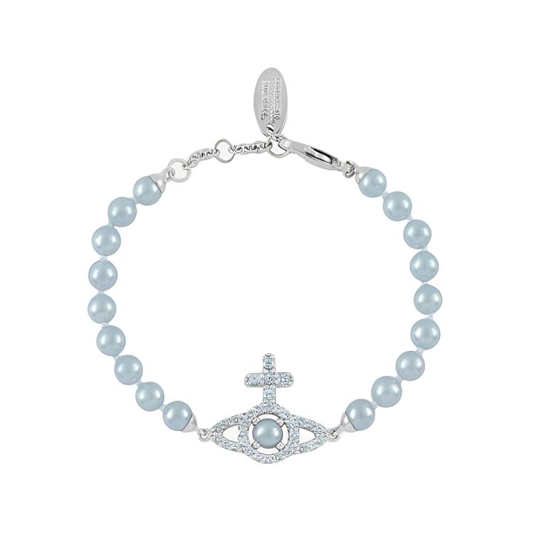 

Vivienne Westwood Olympia Blue Pearl Bracelet Women bracelet Silver 6103007R-02P718 Basic Packaging-Dust Bag+Box