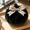 Retro Pastorale Heimdeko Mini-Kürbis mit Schleife Herbsternte Tischdekorationen Hochzeits-Tischdekoration Handgemachte Stoffkürbisse für Thanksgiving