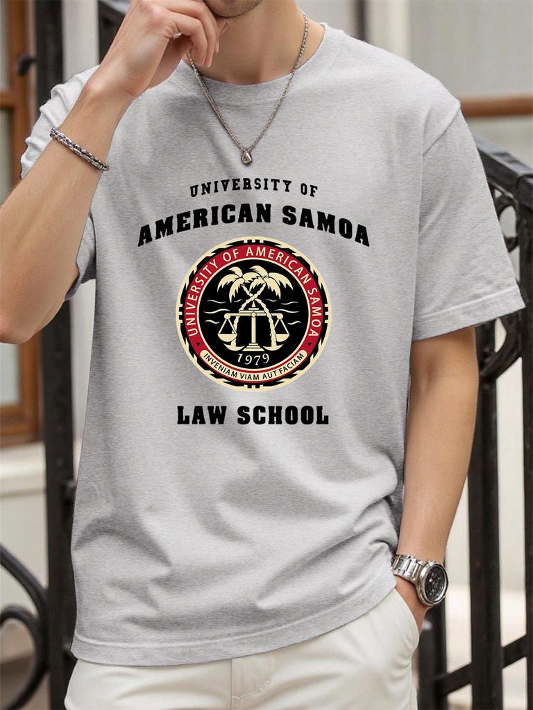 American Samoa Law School Print Men T Shirts AllMatch Cotton TShirt Casual Crewneck Loose Streetwear Man Summer Basics Top