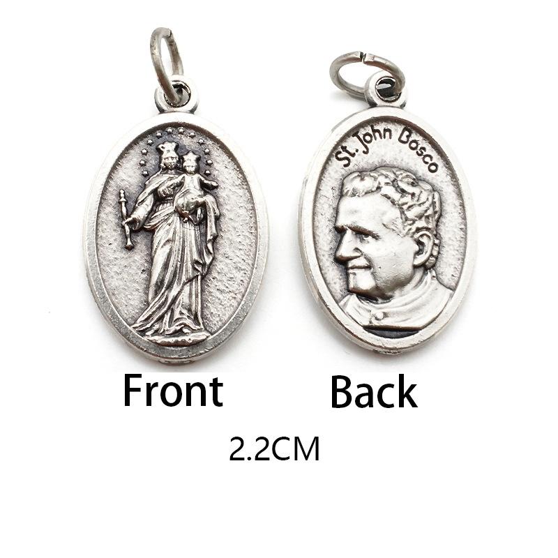 Breloques métalliques réversibles pour colliers, bracelets, accessoires de bricolage, grande médaille ovale de saint pour tout type de chaîne ou de collier, bijoux chrétiens