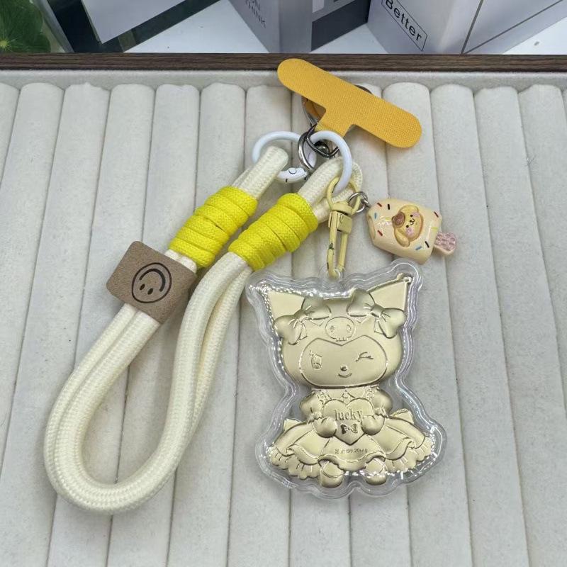 Kuromi Sanrio Gold Heart Pendant Keychain Ornament