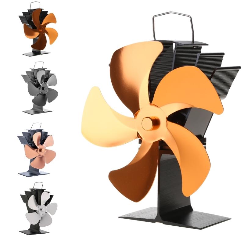 SF304G 5 Blades Wood for Burner Fan Heat Powered Stove Fan Fireplace Fan Efficient Wood Stove Fan Larger Air Flow Perfec