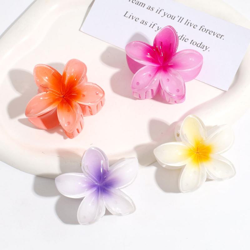 3Pcs/Set Sweet Flower Colroful Gradient Hair Claws Ponytail Cip Clamp Barrettes Hairpins For Women Girl Beach Hair Accessories