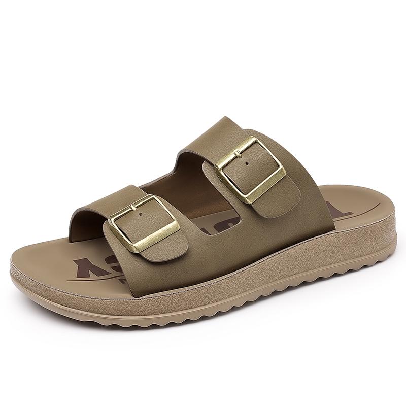 Fashion New Design Men's Sandals Casual Summer Beach Half Drag Outdoor Wear Anti-Slip Slippers Metal Buckle Cool Slides Shoes Flip Flops