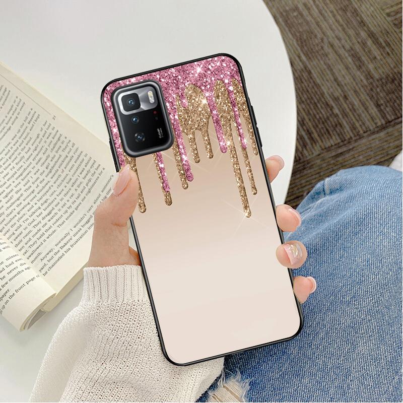 Phone Case For Xiaomi Redmi Note 11 10 Pro Note 8 Pro 9Pro Note9 9S 10S 9T Redmi 10 9C 9A Dripping Glitter Pink Purple Case
