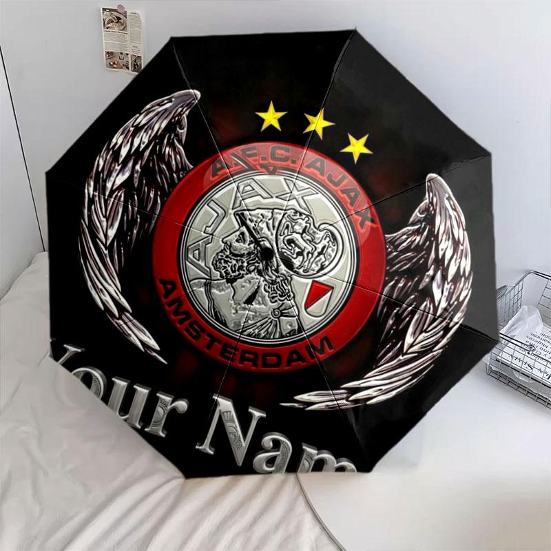 1 PC Automatic Folding Umbrella - AFC Ajax Custom Name Pattern, Portable & Foldable Design with 8 Ribs, Christmas Birthday Gifts