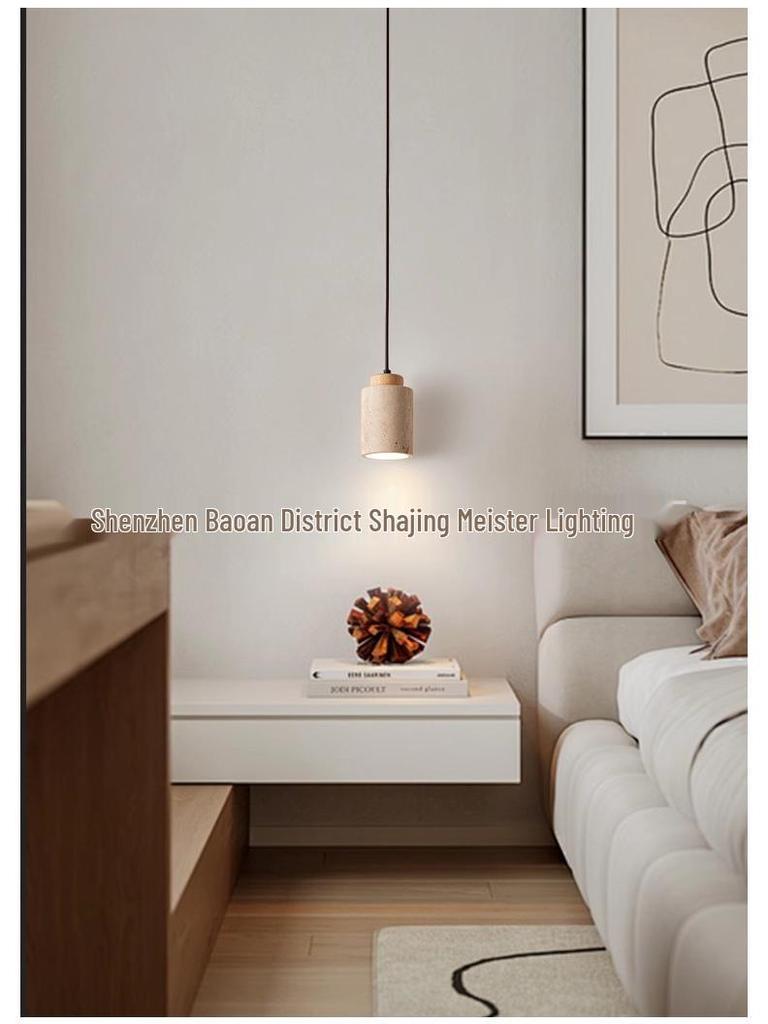 Wabi-Sabi Yellow Stone Pendant Lamp for Bedroom or Bar Counter