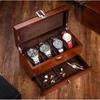 Elegant Wooden Watch Casket Multi-layer Jewelry Storage Double Layer Organizer with Cufflink & Ring Boxes High-Grade Watch