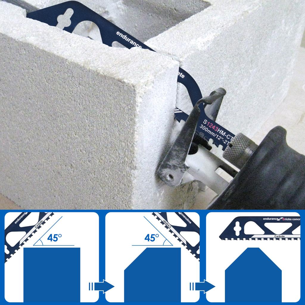 3/1PCS 10/12/18in Reciprocating Saber Saw Blades Fast Cutting Tool for Cutting Bubble Brick Hollow Brick Concrete Stone