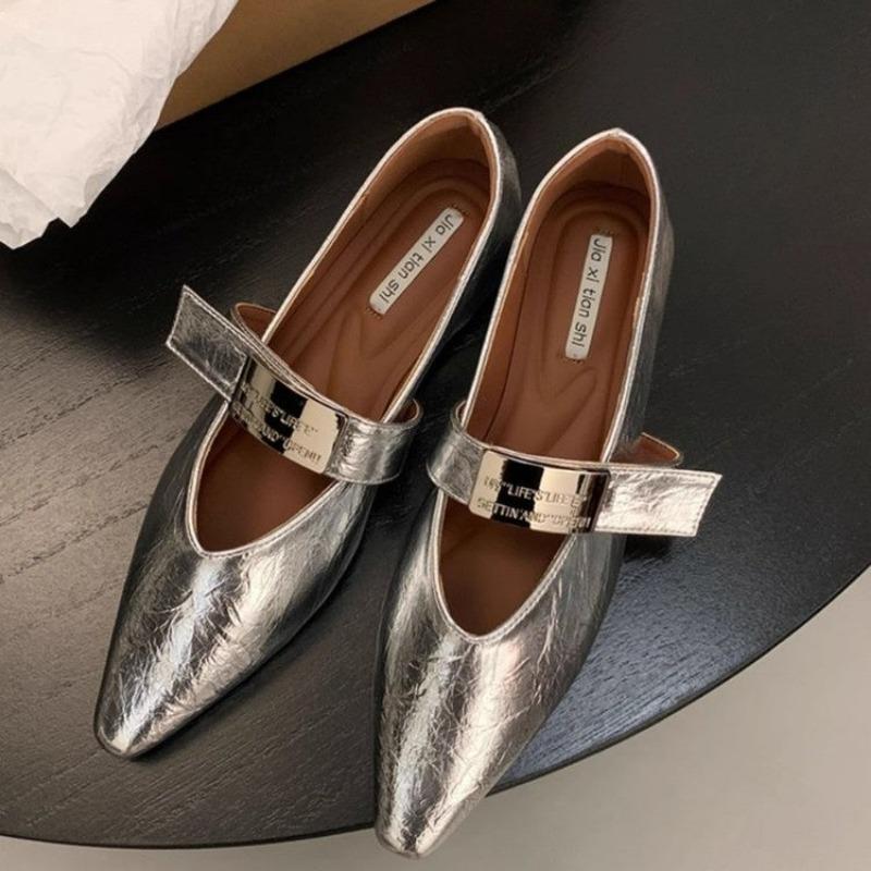Fashion 2024 Spring Retro Women's Low-Heeled Shoes Fashion Pointed Toe Party Shoes Women Chunky Mary Jane Shoes Zapatillas