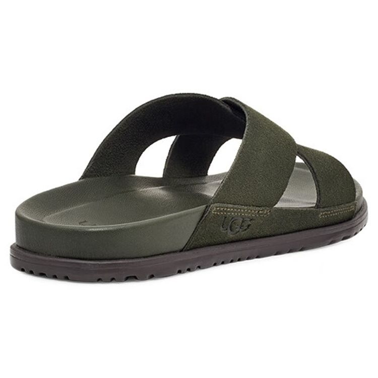 UGG Two-Layer Cowhide Cross-Band Casual Comfortable Slippers Men Slippers Forest-Green 1124902-FRSN