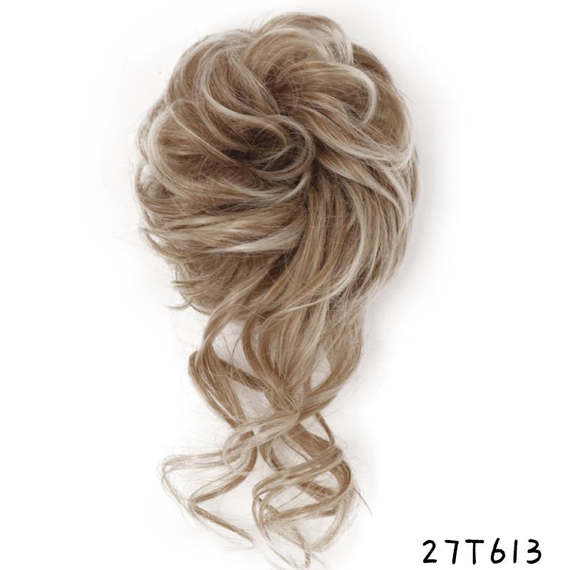MERISIHAIR Synthetic Hair Bun Extensions Messy Curly Chignon Blonde Brown Donut Elastic Chignon for Women