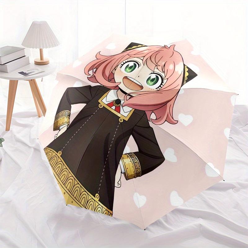 1pc Pink hair, green eyes Themed High-quality Umbrella,Automatic Opening and Closing Umbrella,Multi-functional Umbrella G0811344