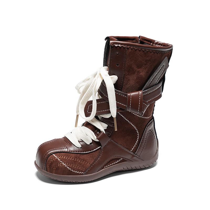 

Боксерские ботинки в корейском стиле до середины икры, ковбойские сапоги, немецкие тренировочные ботинки для девочек 37 коричневый