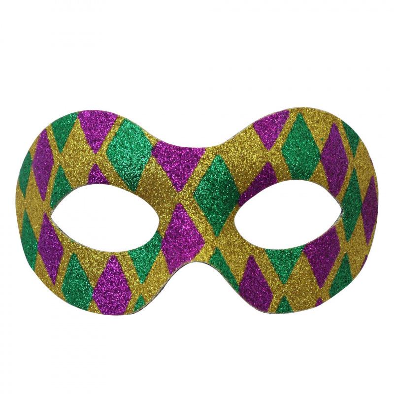 PVC Composite Half-Face Carnival Mask in Purple, Gold, and Green
