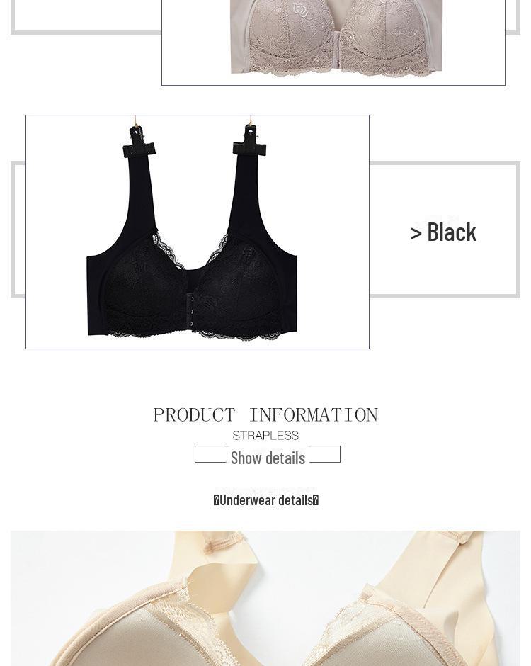 Lace Seamless Plus Size Front Buckle Wireless Bra - U-Shaped Back, Thin and Comfortable Nursing Bra