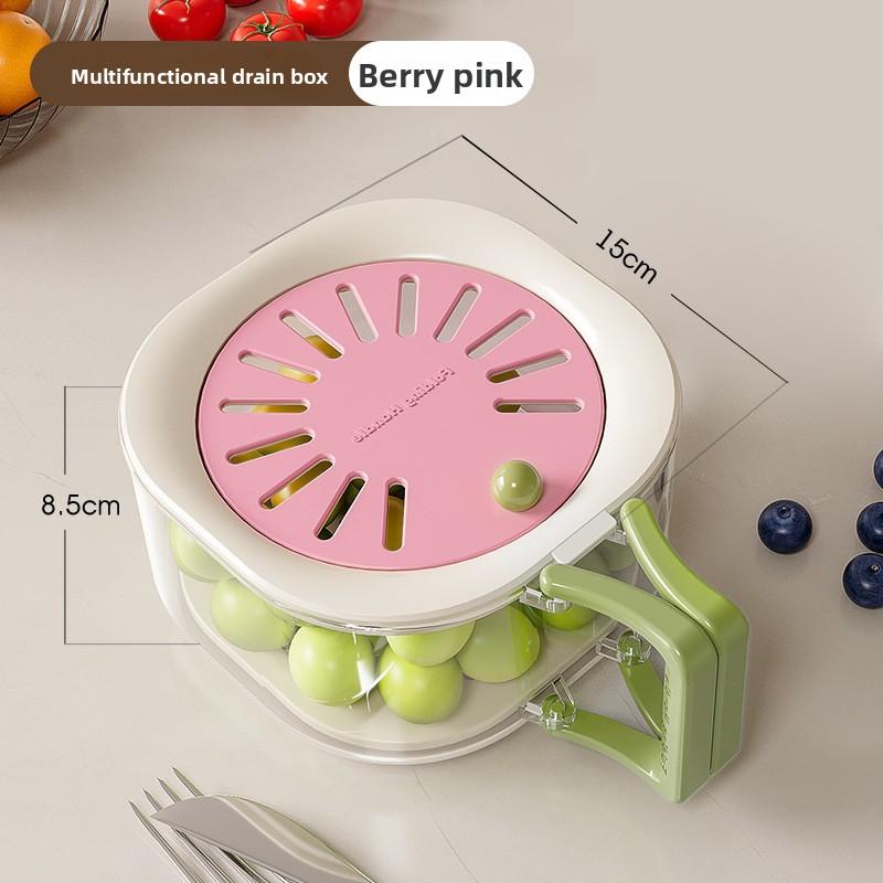Large Draining Basket Cute Fruit Basket Retractable Water Filter Two-in-one Dehydration Vegetable Washing Basket with Lid