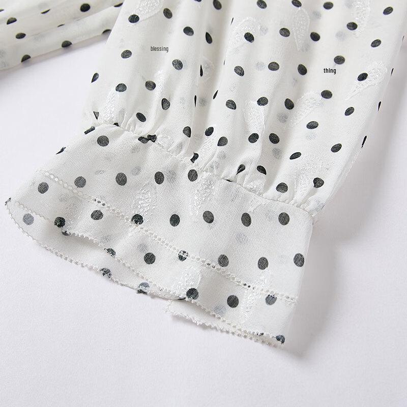 Women's French Style Ruffle Polka Dot Blouse