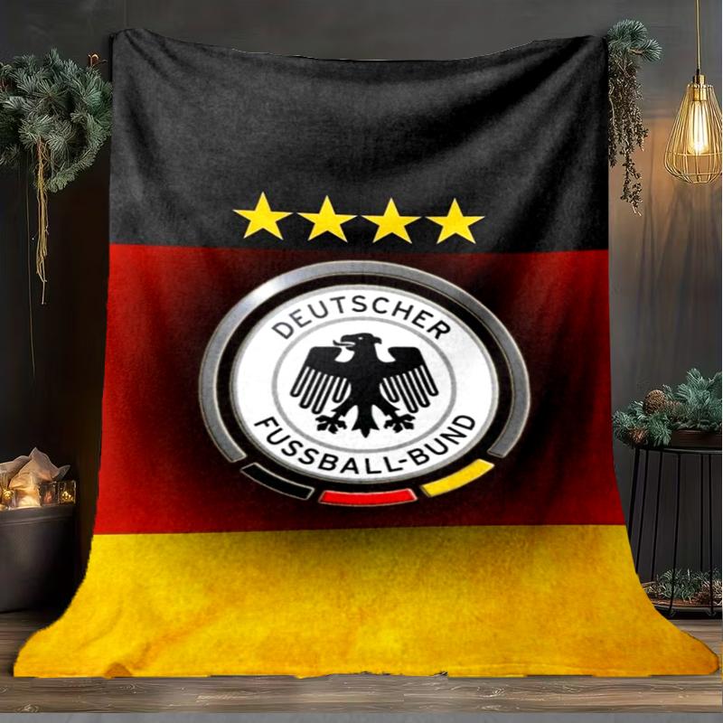 1PC Germany Football Emblem Printed Soft Flannel Blanket Throw for Adult Bedroom Living Room Sofa Camping Travel Fan gifts Christmas Gifts