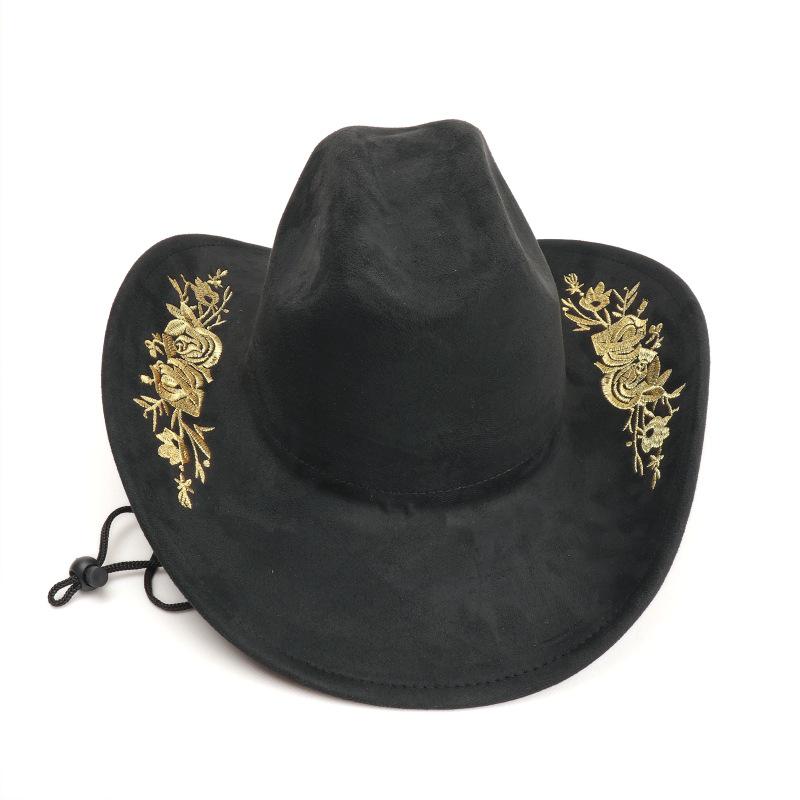 Unisex Retro Denim Floral Embroidery Jazz Hat - Western Ethnic Outdoor Style