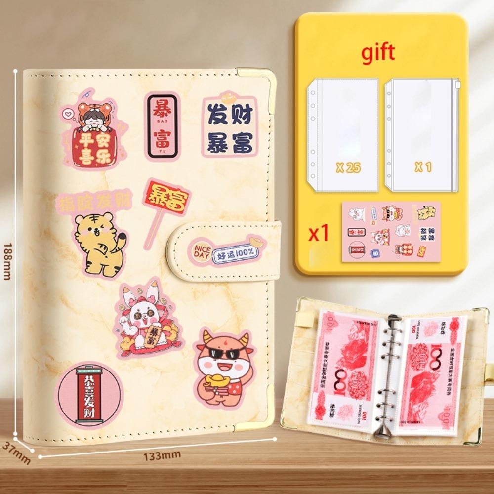 Save Money Envelopes Money Saving Challeng PU Waterproof Mini Binder Savings Challenge Reusable Large Capacity