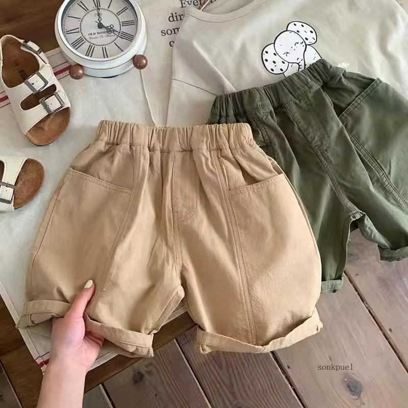 

Boys Summer Cargo Short Baby Pants Solid Straight Shorts Children Casual Pants 80 хакі