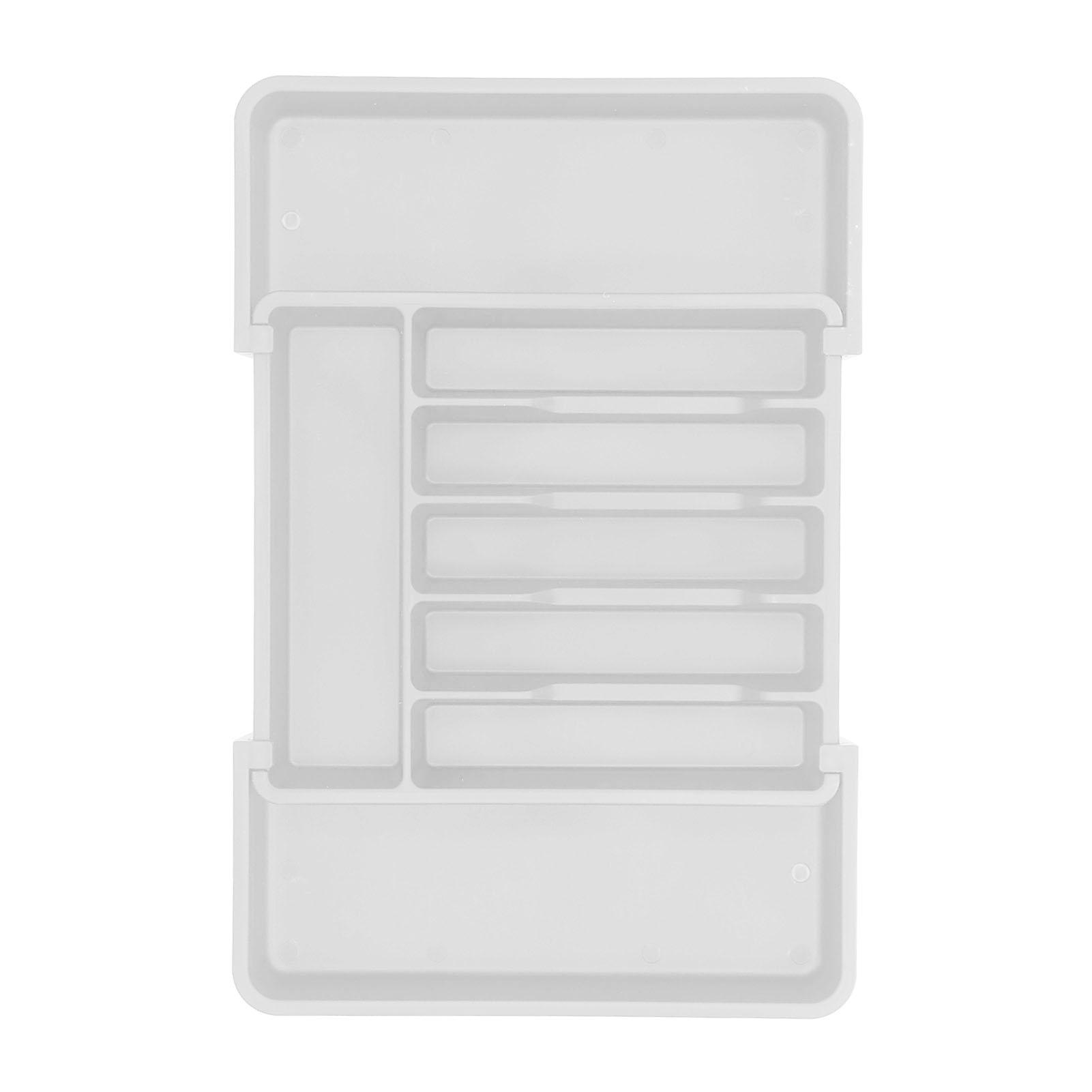 

Расширяемый органайзер для ящика Классифицированное хранение Лоток для столовых приборов Посуда Кухонная утварь для кухни Белый