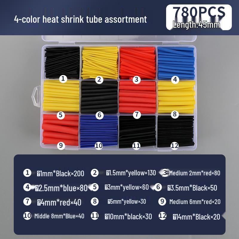 Adhesive Heat Shrink Tubes for Electricians - Thickened, 4x/5x Shrinkage, Insulating Sleeves for Wiring, Household Combo Box