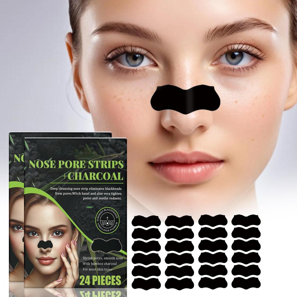 Blackhead Stripe Removal, Blackhead Patch Clean Pores Acne Blackhead Nose Strip, 24pcs/1box