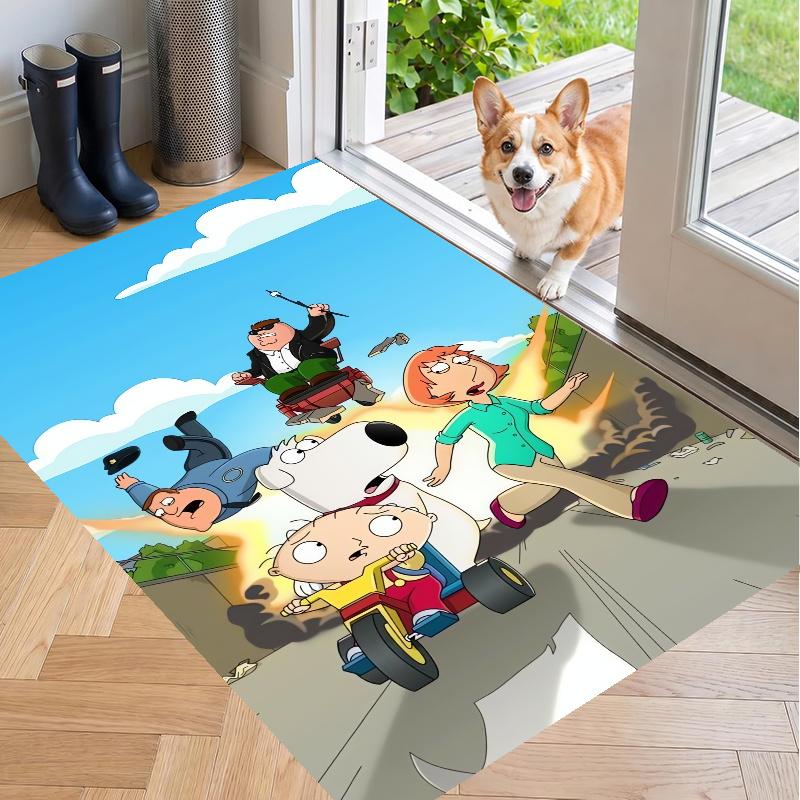 Tappeto in Velluto di Cristallo con Design di Family Guy, Tappetino Antiscivolo Morbido per Decorazione Soggiorno Camera da Letto