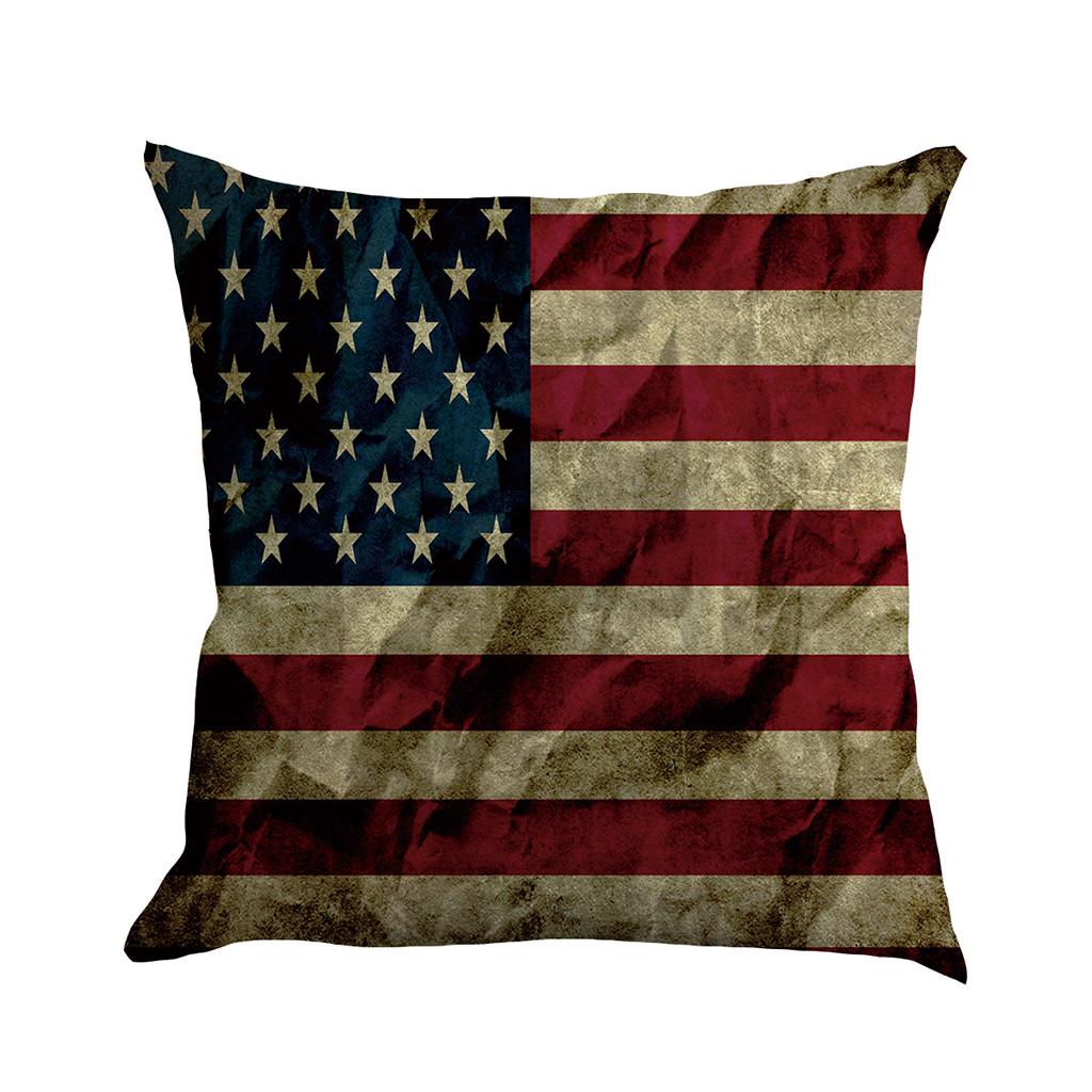 Super Soft Independence Day Linen Pillowcase Sofa Pad Set Home Decoration