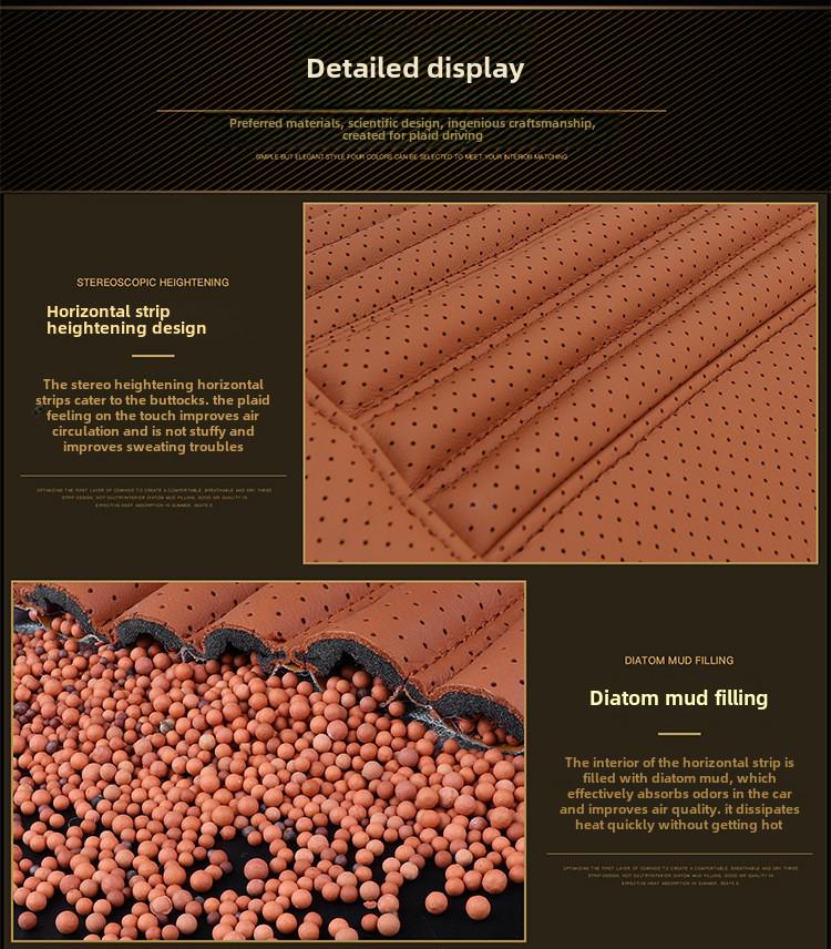 Universal Single Piece Cowhide Car Leather Seat Cushion - Non-slip Breathable Heightening Design for All Seasons