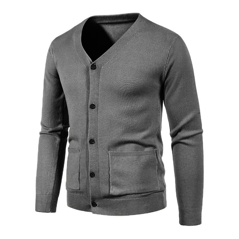 Men's Cardigan Sweater Men's Korean Version Slim-fit V-neck Knitted Sweater Trendy Thread Jacket Men's