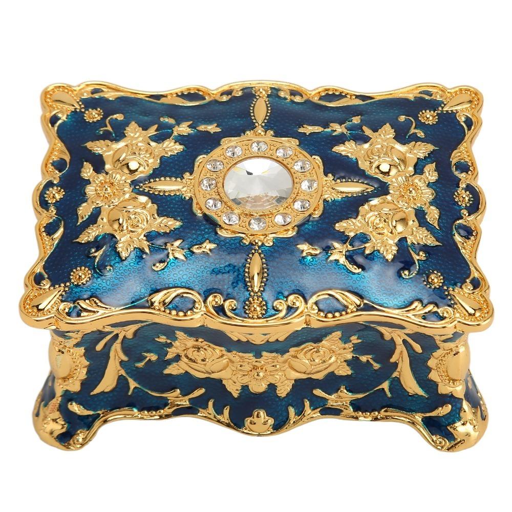 Metal Enamel Trinket Box Gold Red Treasure Chest Box Jewelry Boxes Jewelry Box  Home Dresser Decor