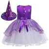 Halloween Prinsessklänning Kostym med Häxhatt för Barn