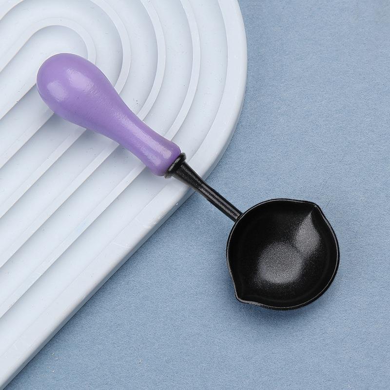 Sealing Wax Non-Stick Spoon Anti-Hot Wood Handle Retro Wax Stamping Spoons Fire Paint Melting Firing Stamp Metal Tool