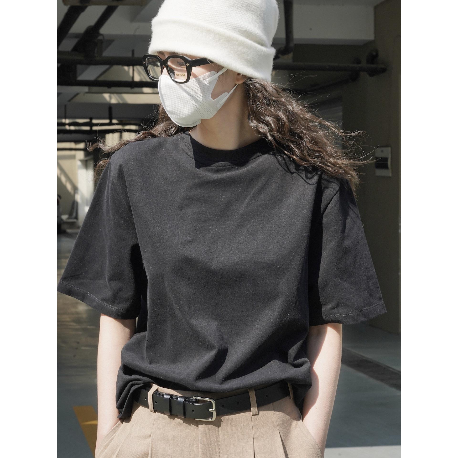 

Louvre Clothing Корейский стиль Мягкая хлопковая свободная футболка для женщин - повседневная одежда весна/лето Medium чёрный