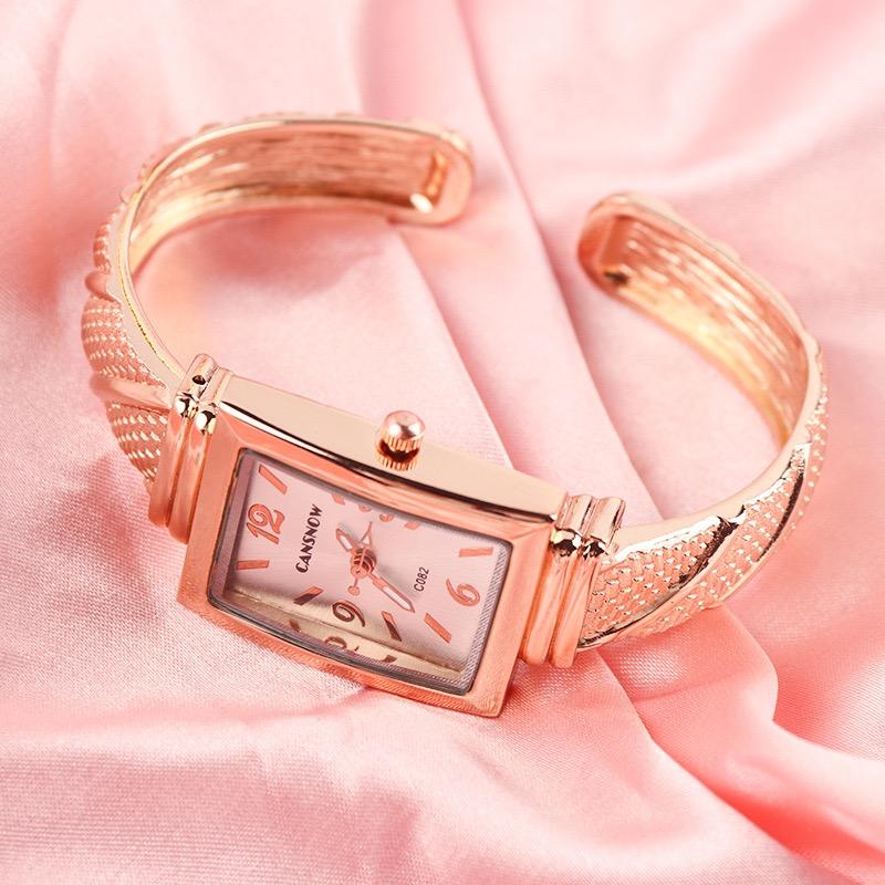 CANSNOW Bangle Watch Mujer Relojes Womens Watches Stainless Steel Bracelet Quartz Wrist Watch for Ladies New Design Female Clock
