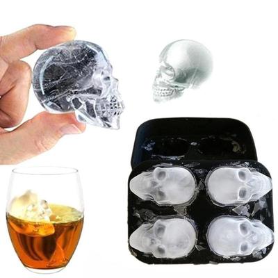 Silicone 3D Skull Ice Cube Mold Cocktails Whisky Ice Mould Tray Party Cocktail