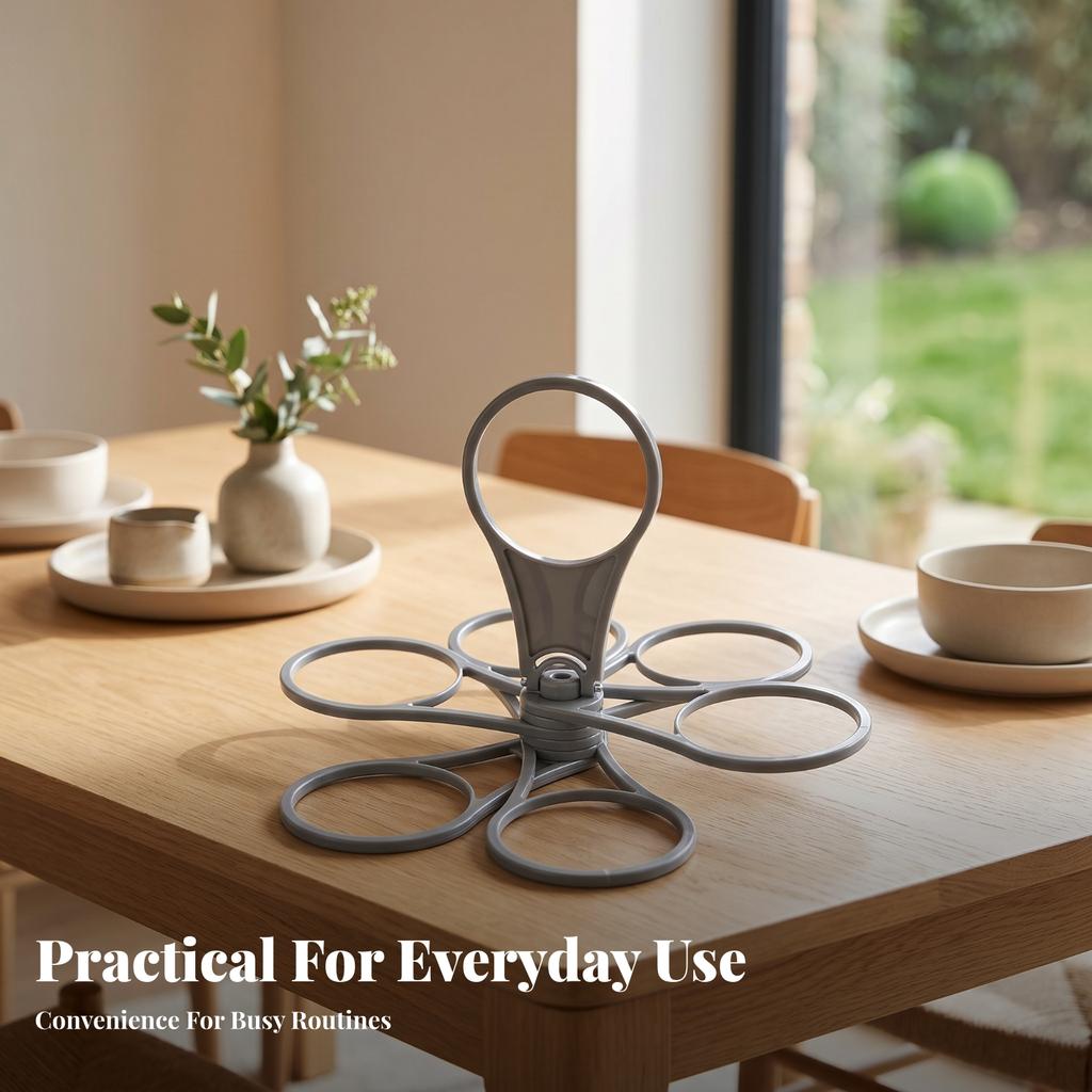 Carousel Cup Holder Carry Handle Foldable Cup Holder Drink Storage Open Loop Compact Folded