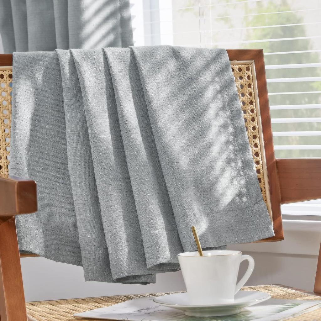 Solid-Color Translucent Curtains, Suitable for Living Rooms, Bedrooms, Dining Rooms, Balconies, Offices, Farmhouses, Machine Washable, Grommet Top