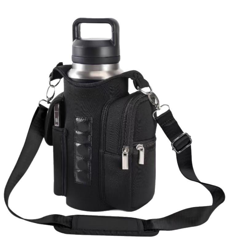 Portable Insulated Crossbody Bottle Holder - Large Capacity, Sporty Style, Wetsuit Material