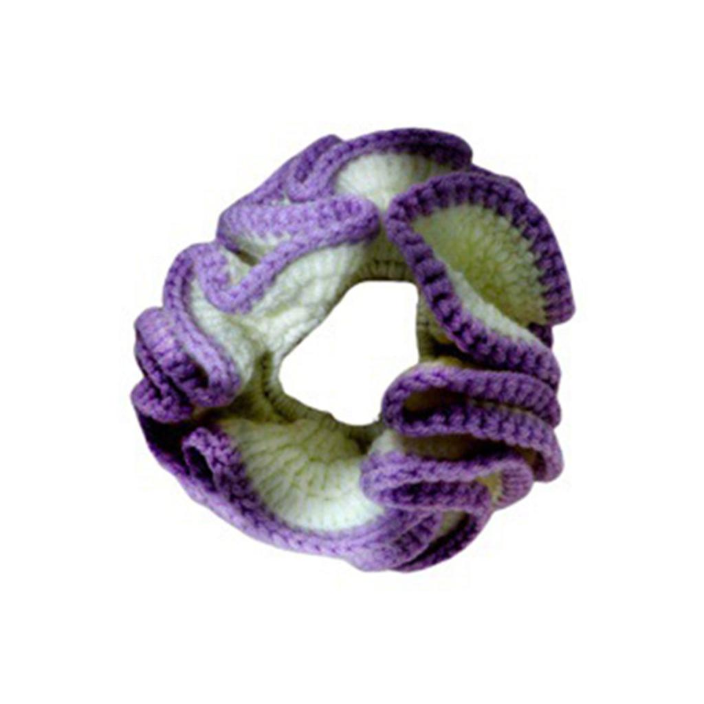 Colorful Knit Hair Scrunchies With Color Contrast Details Soft Hair Tie Elastic Bands Accesories For Women And Girls