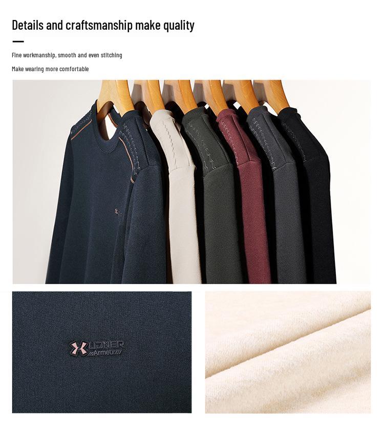 Men's Trendy Fleece-Lined Winter Pullover Hoodie - Casual Warm Round Neck Design