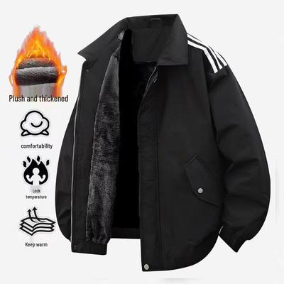 Men's Winter Trendy Thickened Lapel Workwear Coat - Loose Fit with Extra Velvet Lining.