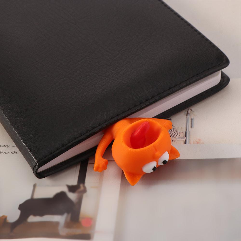 Funny Reading Book Clip 3D Cat Reading Bookmark Creative Lazy Cat Bookmark School