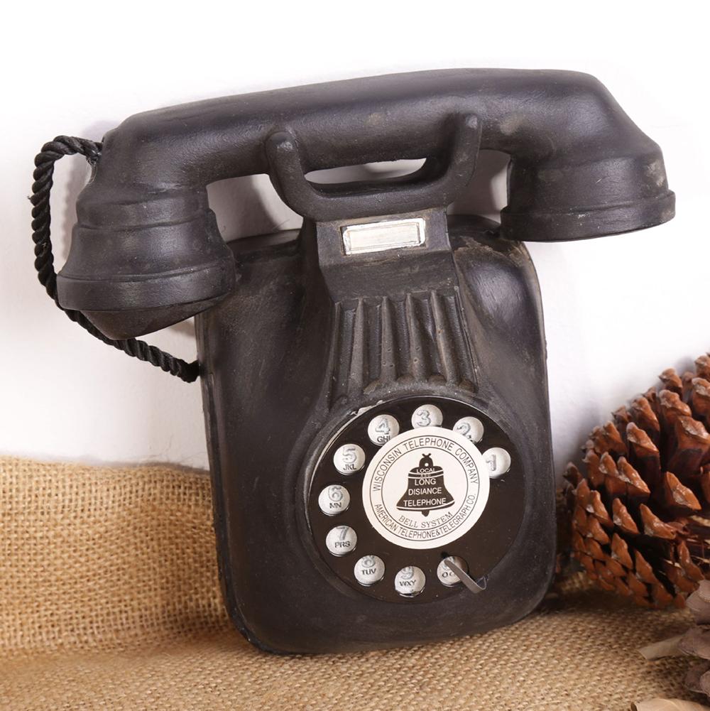 Vintage Wall-Mounted Telephone Resin Sculpture - Aged-Effect Retro Home Decor, Antique Industrial Entryway Ornament, Unique Gift