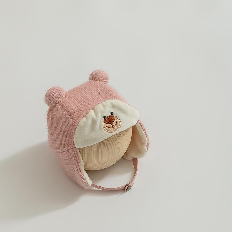 Solid Color Plush Baby Ear Protection Hat for Boys and Girls - Warm Autumn/Winter Style